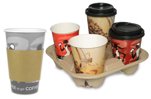 Einweg 4 Tasse Carry Trays mitnehmen Carrier Becherhalter Pappe Tee Kaffee 