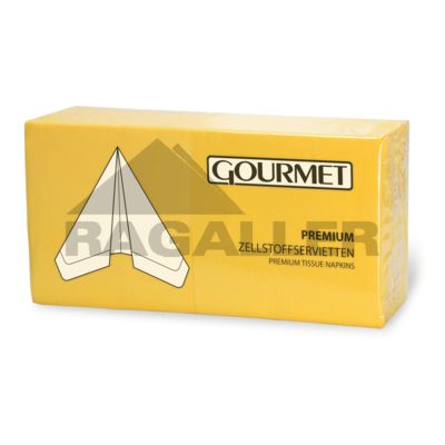 Tissue-Servietten 24x24cm 3-lagig 1/4 Falz Gourmet Premium gelb
