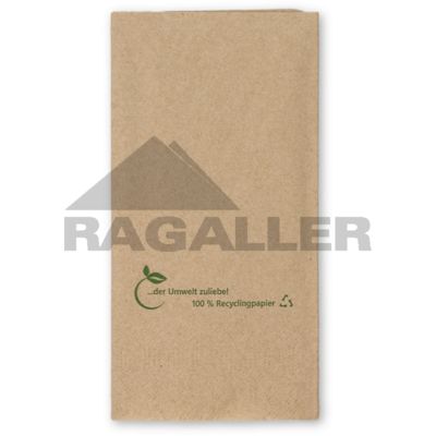 Tissue-Servietten 33x33cm 2-lagig 1/8 Buchfalz eco-friendly naturbraun 100% recycling - Bild 1 von 2