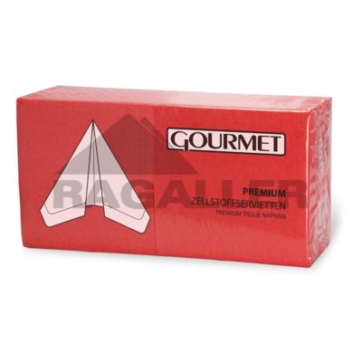 Tissue-Servietten 33x33cm 3-lagig 1/4 Falz Gourmet Premium rot