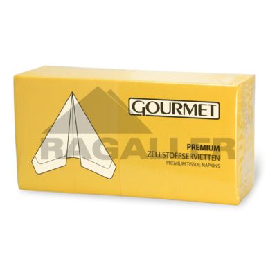 Tissue-Servietten 33x33cm 3-lagig 1/4 Falz Gourmet Premium gelb