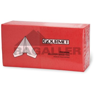 Tissue-Servietten 40x40cm 3-lagig 1/4 Falz Gourmet Premium rot
