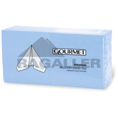Tissue-Servietten 40x40cm 3-lagig 1/4 Falz Gourmet Premium hellblau