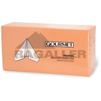 Tissue-Servietten 40x40cm 3-lagig 1/4 Falz Gourmet Premium apricot