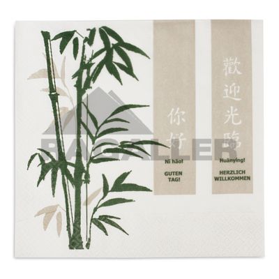 Tissue-Servietten 40x40cm 3-lagig 1/4 Falz weiß "Ich lerne chinesisch" - Bild 1 von 2