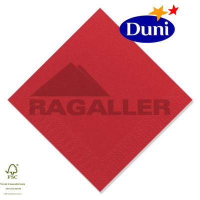 Zelltuch-Servietten 33x33cm 3-lagig 1/4 Falz rot - D211109