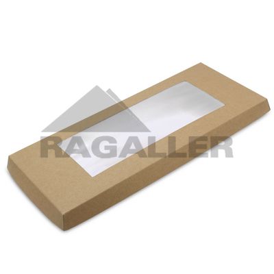 Deckel für Foodtray Schnitzelschale "XXL" 404x163x25mm braun mit transparentem Sichtfenster