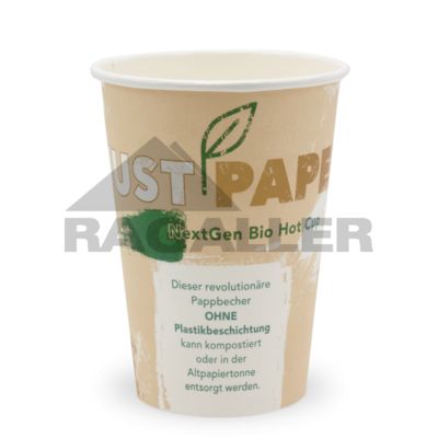 Coffee-Cups 12oz/300ml (Ø90mm) "JUST PAPER" Karton weiß kompostierbar + recycelbar Greenline