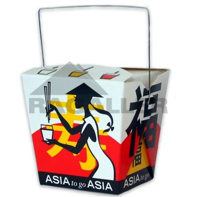 AsiaNoodle-Box mit Henkel 16oz/500ml rechteckig Karton "Asia Grabbers"