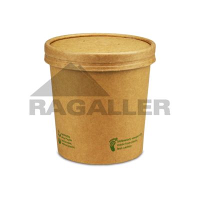 Soup2Go-Container 16oz/450ml mit Deckel braun PLA-beschichtet "Urban Leaf" - Bild 1 von 4
