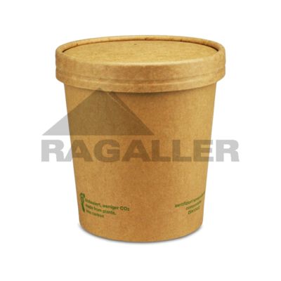Soup2Go-Container 12oz/350ml mit Deckel braun PLA-beschichtet "Urban Leaf"