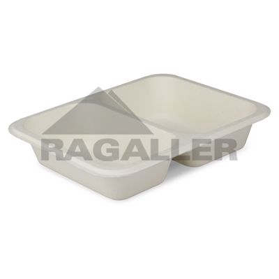 Menüschalen Cellulose 2-geteilt 227x178x45mm kompostierbar, FSC-Qualität