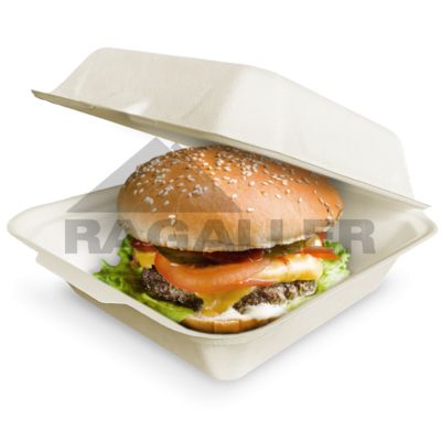 Hamburger-Box Bagasse 185x185x80mm