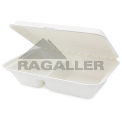 Lunch-Box Bagasse 2-geteilt 250x160x48/63mm eco-friendly