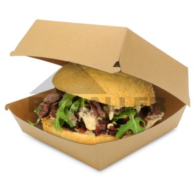 Hamburger Box Bio braun Frischfaser Bodenmass: 145x145x80mm  oben 180x180mm_Greenline-sw