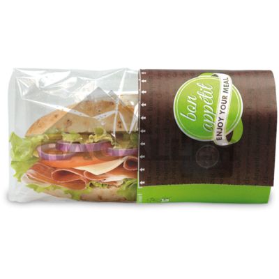 Snack Bag "Large" 215x80/50x130mm "enjoy your meal" grün/braun neues Design