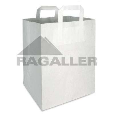 Papier-Tragetaschen 22+10x36cm Innenhenkel Kraftpapier 70g/m² weiß