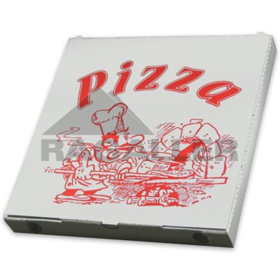 Pizzakarton 24x24x3cm Modell: "Cuboxale" Qualität: Standard weiß  - Neutraldruck