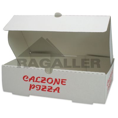 Pizzakarton 27x16x7cm Modell: "Calzone" Qualität: Standard weiß - Neutraldruck - Bild 1 von 2