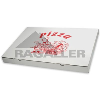 Pizzakarton 33x49x3,5cm weiß Modell: "Taglio/Onda Bassa" Qualität: Kraft - Neutraldruck