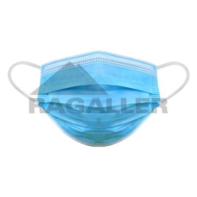 Einweg-Mundschutzmasken Zellstoff 3-lagig blau medizinisch