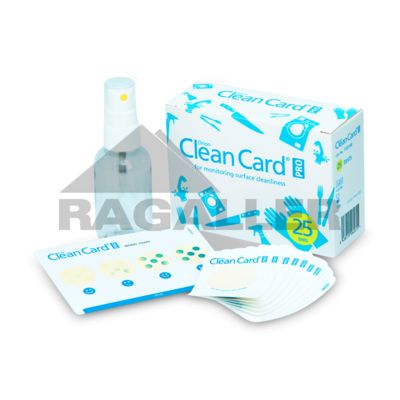 Hygiene-Kontrollkarte CleanCard PRO Starterset 25 Karten und 50ml Sprayflasche